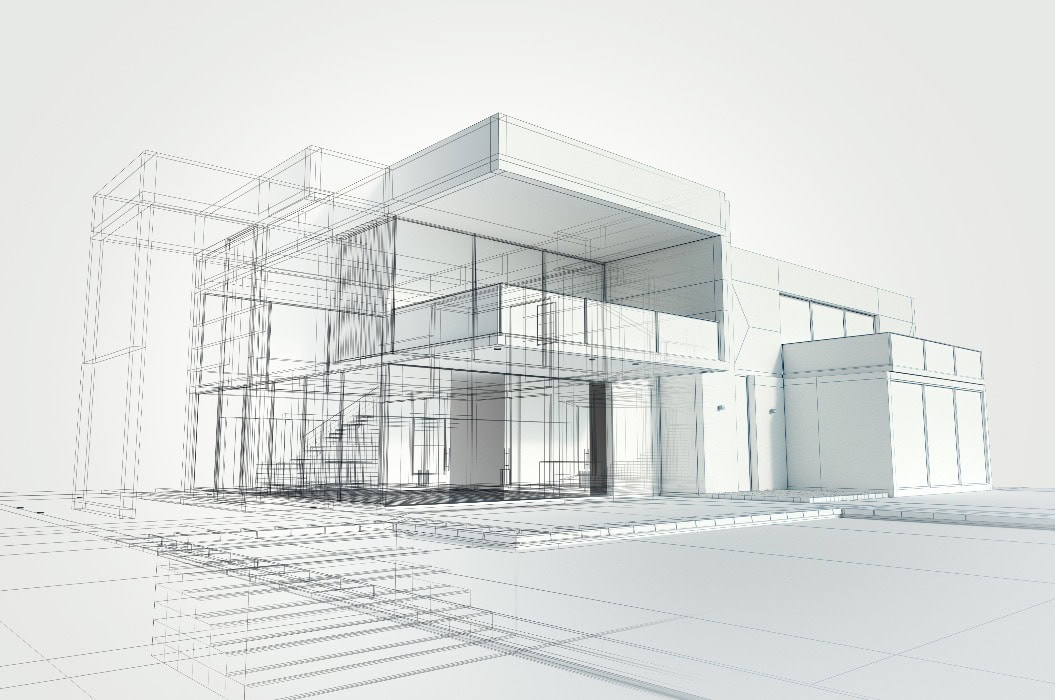 Modernes Haus abstraktes Rendering